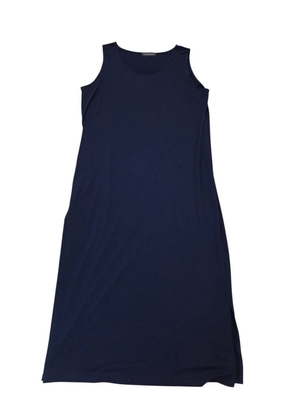 Travel Elements navy sleeveless maxi dress with slit, L. EUC.